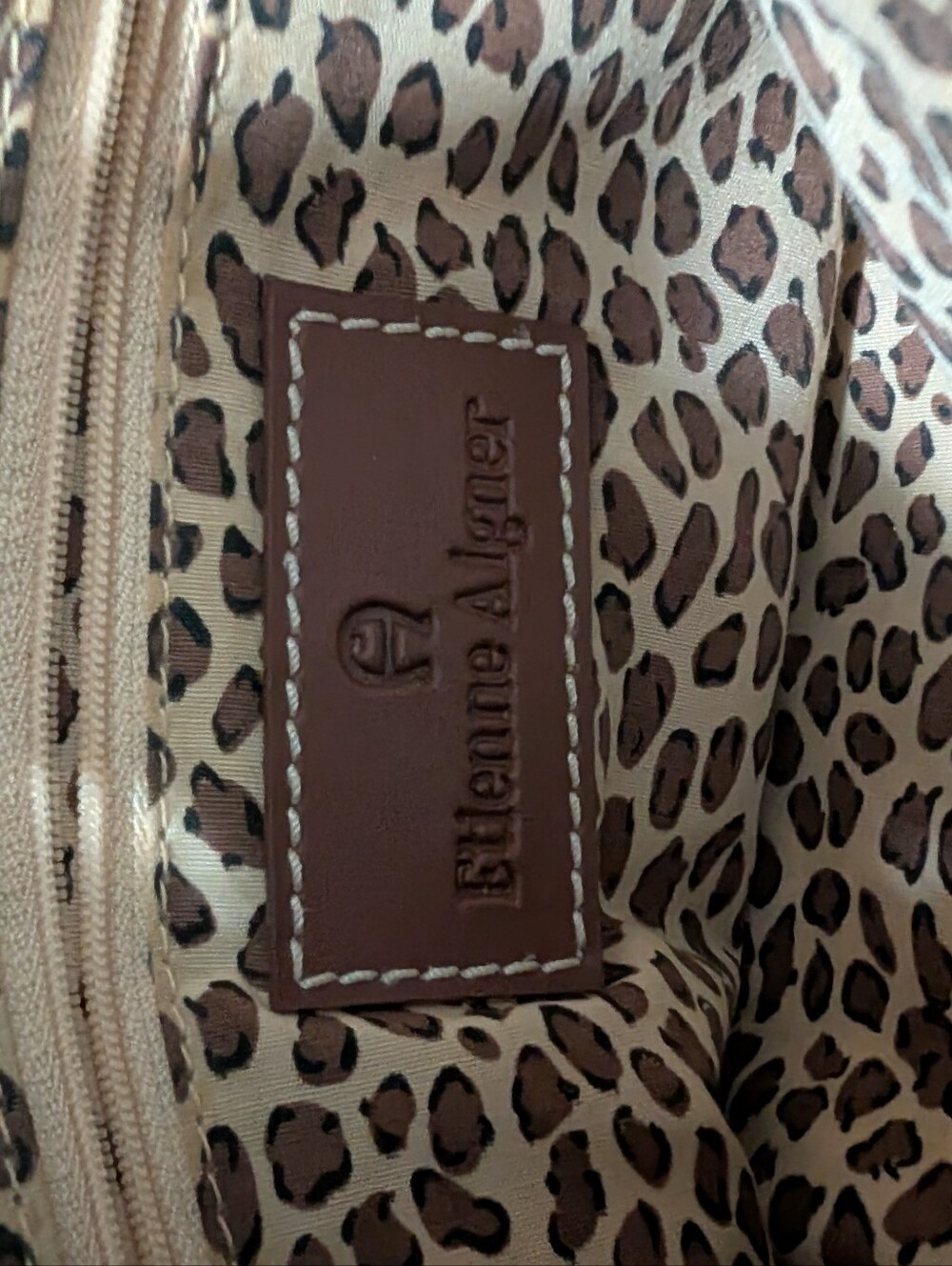 Etienne Aigner Y2K Woven Basket Purse Leather Trim Leopard Print Interior - Picture 10 of 10